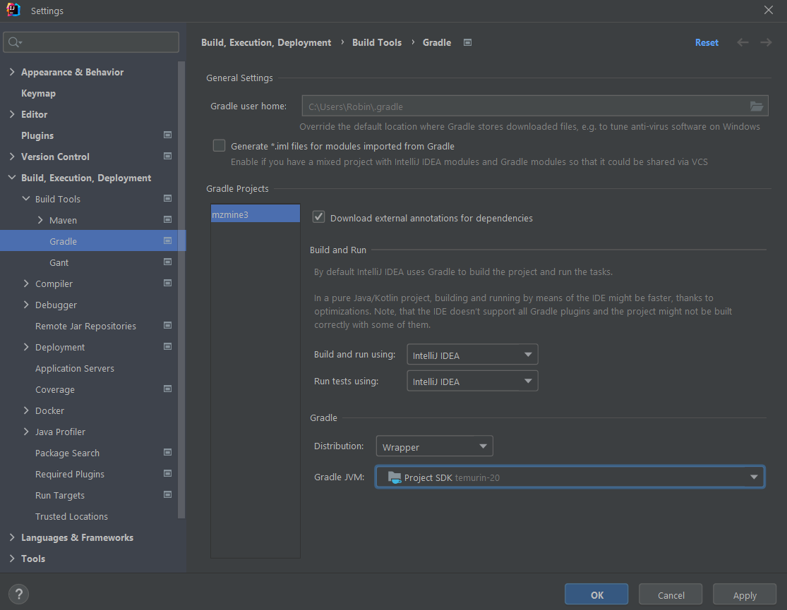 Project JDK Gradle