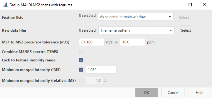 MS2 scan pairing dialog