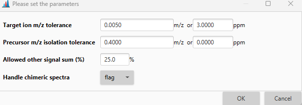 Chimeric spectra setup