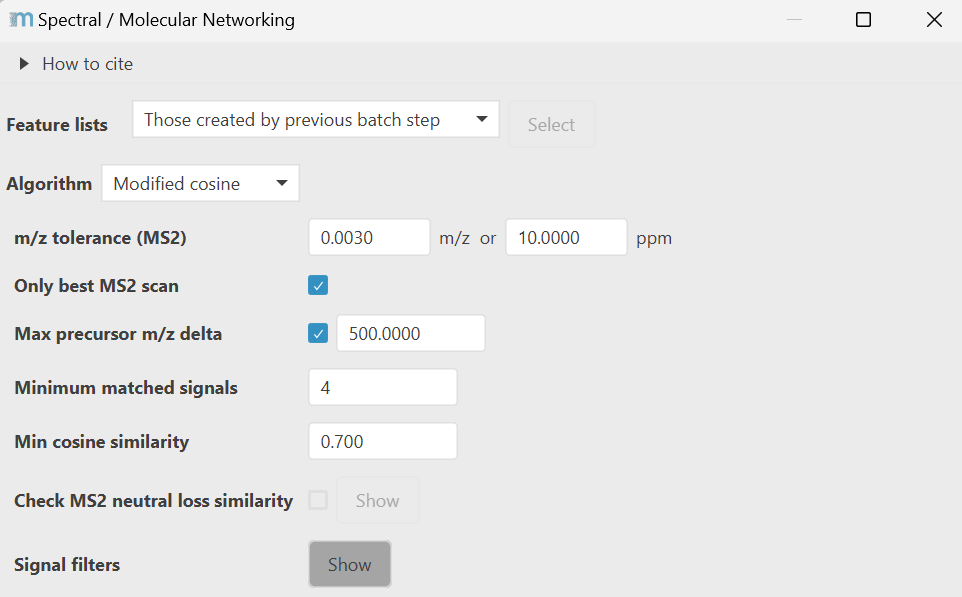 Parameter dialog